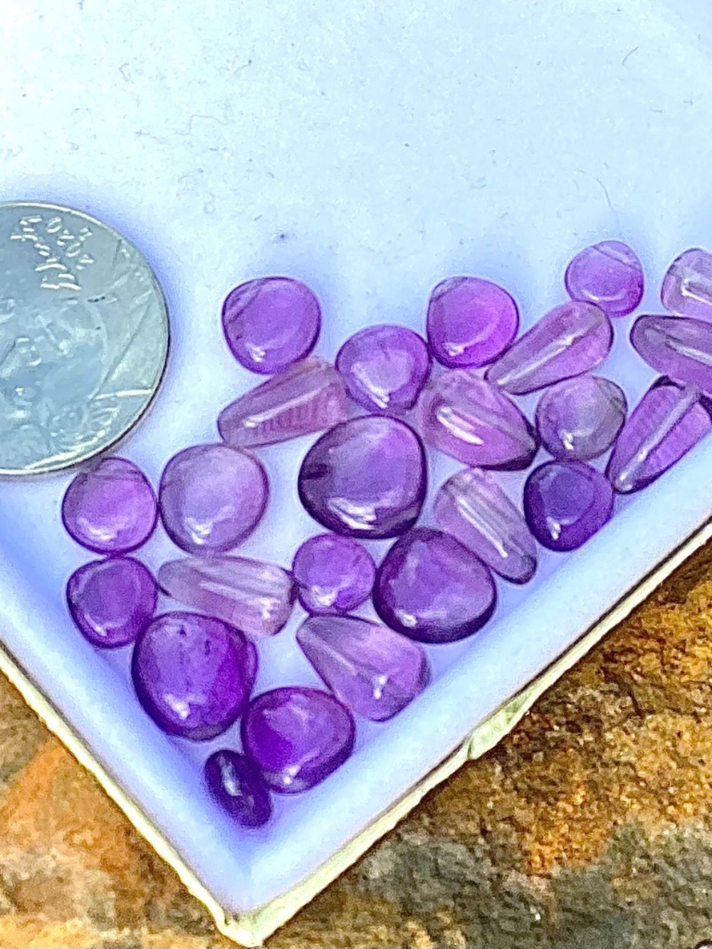 41.35 Carats Amethyst Smooth Briolette Beads, NWT, Drilled